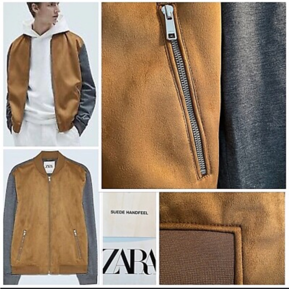 Zara Man faux suede bomber jacket